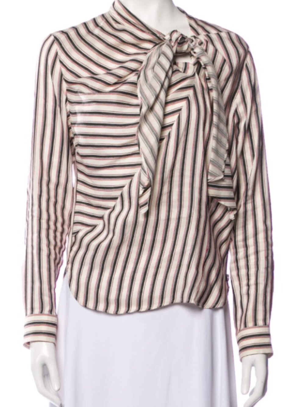 Rare Isabel Marant Striped White & Red Tie Blouse Size 36 / 4